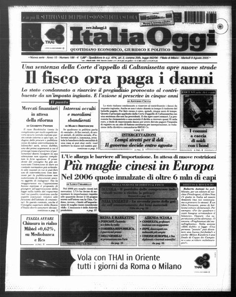 Italia oggi : quotidiano di economia finanza e politica